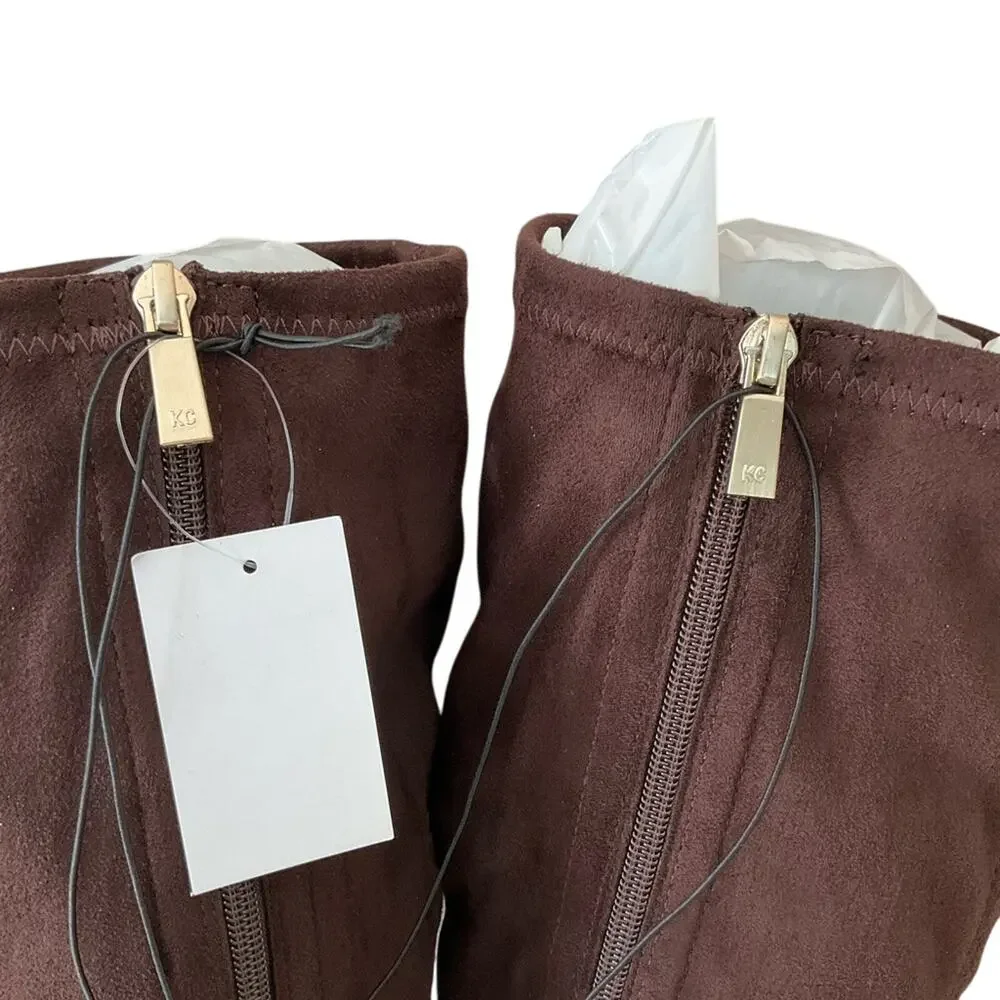 Kenneth Cole Women's Boots Knee-High Faux Suede Brown Size 8.5 NEW NIB